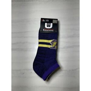NBA Los Angeles Lakers Mens 3 Pair Of No Show Socks Purple Gold‎ Shoe Size 6-12